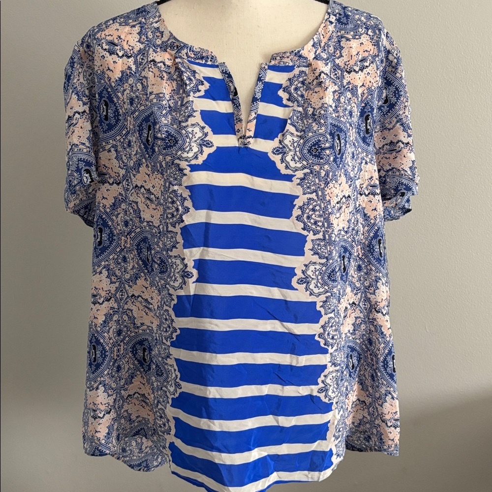MAEVE "Archivist" Silk Top from Anthropologie, sz XL